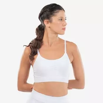 Бесшовный спортивный бюстгальтер для современных танцев Decathlon Starever, белый