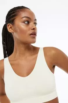 Бесшовный спортивный бюстгальтер DryMove H&amp;M, сливочный