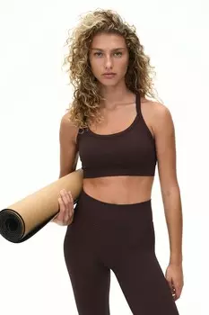 Бесшовный спортивный бюстгальтер Drymove средней поддержки. H&M, коричневый