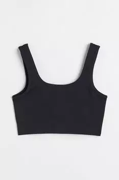 Бесшовный спортивный бюстгальтер с легкой поддержкой H&amp;M, черный