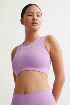 Бесшовный спортивный бюстгальтер с легкой поддержкой H&amp;M, фиолетовый