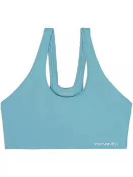 Бесшовный спортивный бюстгальтер с логотипом Sporty & Rich, синий