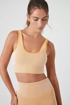 Бесшовный спортивный бюстгальтер в рубчик Forever 21, золотой