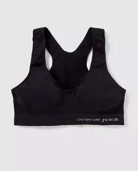 Бесшовный спортивный топ для девочки Cotton Juice, черный