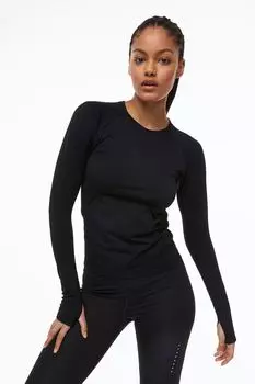 Бесшовный спортивный топ DryMove H&amp;M, черный