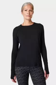 Бесшовный спортивный топ с длинными рукавами из легкой ткани Sweaty Betty, черный