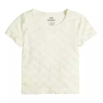 Бесшовный топ Pink Republic с короткими рукавами и цветочным принтом для девочек 6–20 лет, стандартного и большого размера, цвет Ivory