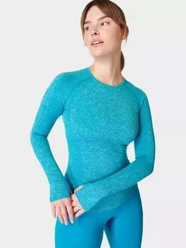 Бесшовный топ с длинными рукавами Athlete Sweaty Betty, будущее синее