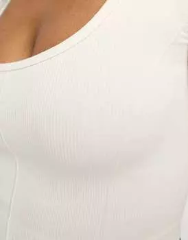 Бесшовный топ с короткими рукавами ASYOU молочного цвета