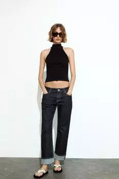 Бесшовный топ в ребрику ZARA, черный