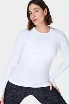 Бесшовный тренировочный топ Athlete с длинными рукавами Sweaty Betty, белый