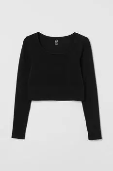 Бесшовный тренировочный топ H&amp;M, черный