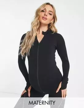 Бесшовный тренировочный топ на молнии с длинными рукавами ASOS 4505 Maternity