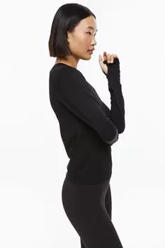 Бесшовный тренировочный топ Slim Fit H&amp;M, черный
