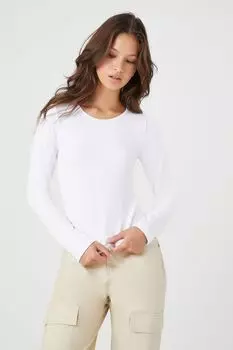 Бесшовный трикотажный топ в рубчик Forever 21, белый