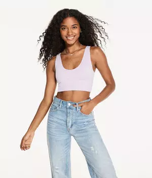 Бесшовный удлиненный бюстгальтер без косточек в рубчик Aeropostale, фиолетовый