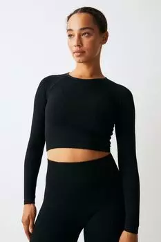 Бесшовный укороченный спортивный топ DryMove H&M