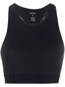 Бесшовный укороченный спортивный топ Filippa K, синий