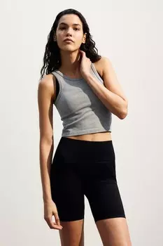 Бесшовный укороченный спортивный топ из материала drymove H&M, серый