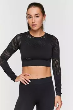 Бесшовный укороченный топ Active в сетку Forever 21, черный