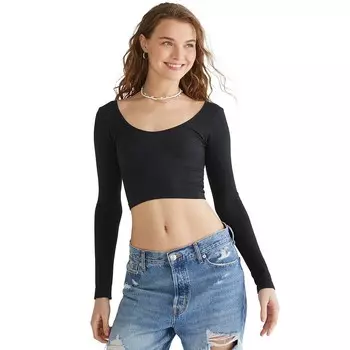 Бесшовный укороченный топ с круглым вырезом для юниоров Aeropostale, цвет Dark Black