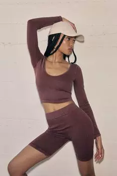 Бесшовный укороченный топ в рубчик Forever 21, мерло