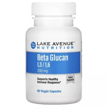 Бета-глюкан 1–3, 1–6, 200 мг, 60 растительных капсул, Lake Avenue Nutrition