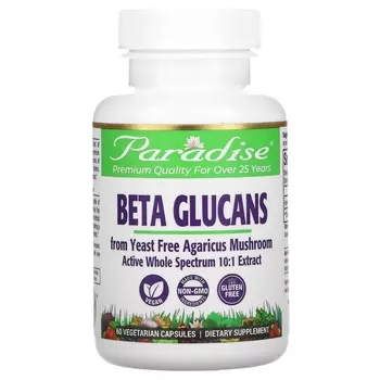 Бета - Глюканы Paradise Herbs, 60 вегетарианских капсул