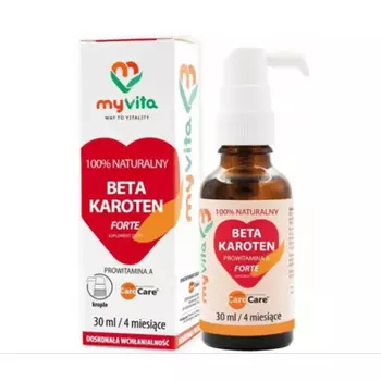 Бета-каротин форте, 30 мл, витамин А, солнцезащитный крем для иммунной системы глаз, кожи и глаз Myvita