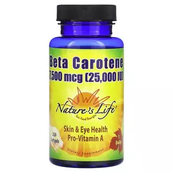Бета-каротин Nature's Life, 250 мягких таблеток