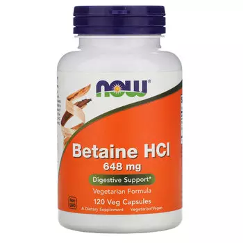 Бетаин гидрохлорид NOW Foods 648 мг, 120 капсул