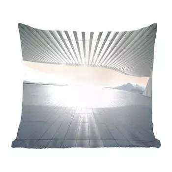 Бетонная конструкция MuchoWow - бетонная конструкция с облачным небом - 60x60 см - чехол на подушку - хлопчатобумажная ткань - декоративные чехлы на подушки