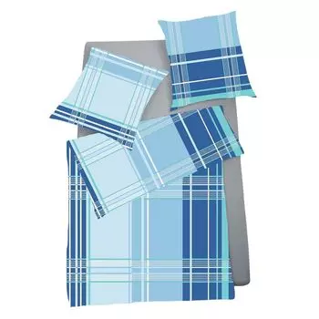 Bettwaren-Shop Постельное белье Feinbiber в полоску сине-зеленый 200х200 см + 2х 80х80 см
