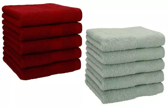 Betz 10 штук мыльных полотенец 30х30 см ПРЕМИУМ 100% хлопок Цвет: рубиново-красный и сосновый зеленый. Betzshop