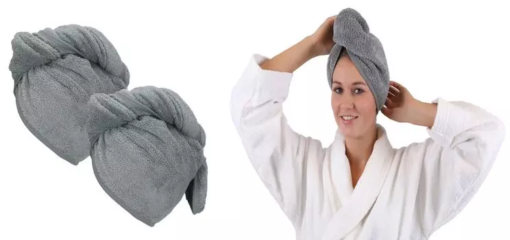 Betz 2 шт. махровый тюрбан для волос 100% хлопок - цвет: темно-синий Betzshop, серый