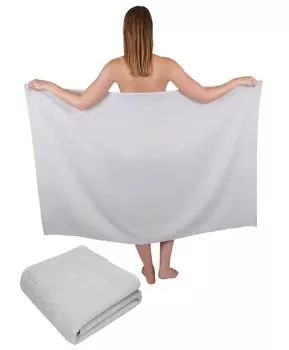 Betz 2 шт. Полотенца для душа XXL 100 х 150 см. Банные полотенца BERLIN 100% хлопок цвет - темно-серый Betzshop, серебро