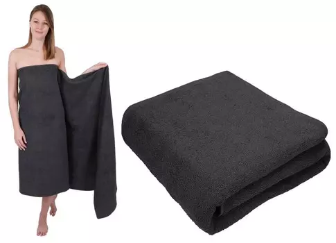 Betz 2 шт. XXL банные полотенца 100 х 200 см. Полотенца для сауны BERLIN 100% хлопок цвет - тёмно-серо-голубиный. Betzshop, черный