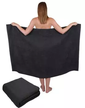 Betz Упаковка из 2 полотенец для душа размера XXL 100 х 150 см. Банные полотенца BERLIN 100% хлопок, цвет - графитовый белый Betzshop, серый