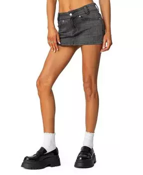 Bev Stretchy Джинсовая Микро Юбка Edikted, черный