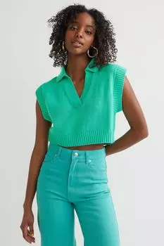 Без рукавов с воротником H&M, зеленый