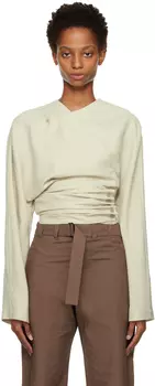 Бежевая блуза с запахом LEMAIRE