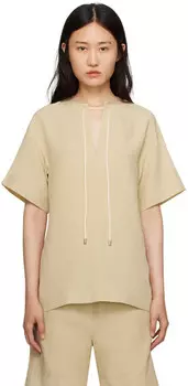 Бежевая блузка с завязками на шнурке TOTEME