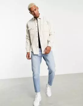 Бежевая джинсовая рубашка оверсайз ASOS DESIGN