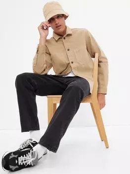 Бежевая джинсовая рубашка в стиле милитари Gap, бежевый