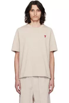 Бежевая футболка Ami de Cur AMI Paris