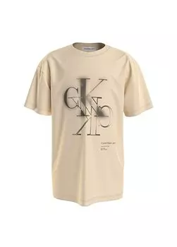 Бежевая футболка для девочек ФУТБОЛКА SPRAY CK MONOGRAM SS Calvin Klein, бежевый