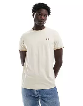 Бежевая футболка Fred Perry с двумя контрастными полосками