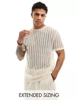 Бежевая футболка крючком ASOS
