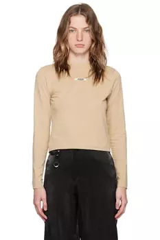 Бежевая футболка La Casa 'Le Gros Grain manches longues' Футболка с длинным рукавом JACQUEMUS