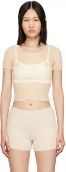 Бежевая футболка Le Papier 'La Maille Sognu' Jacquemus